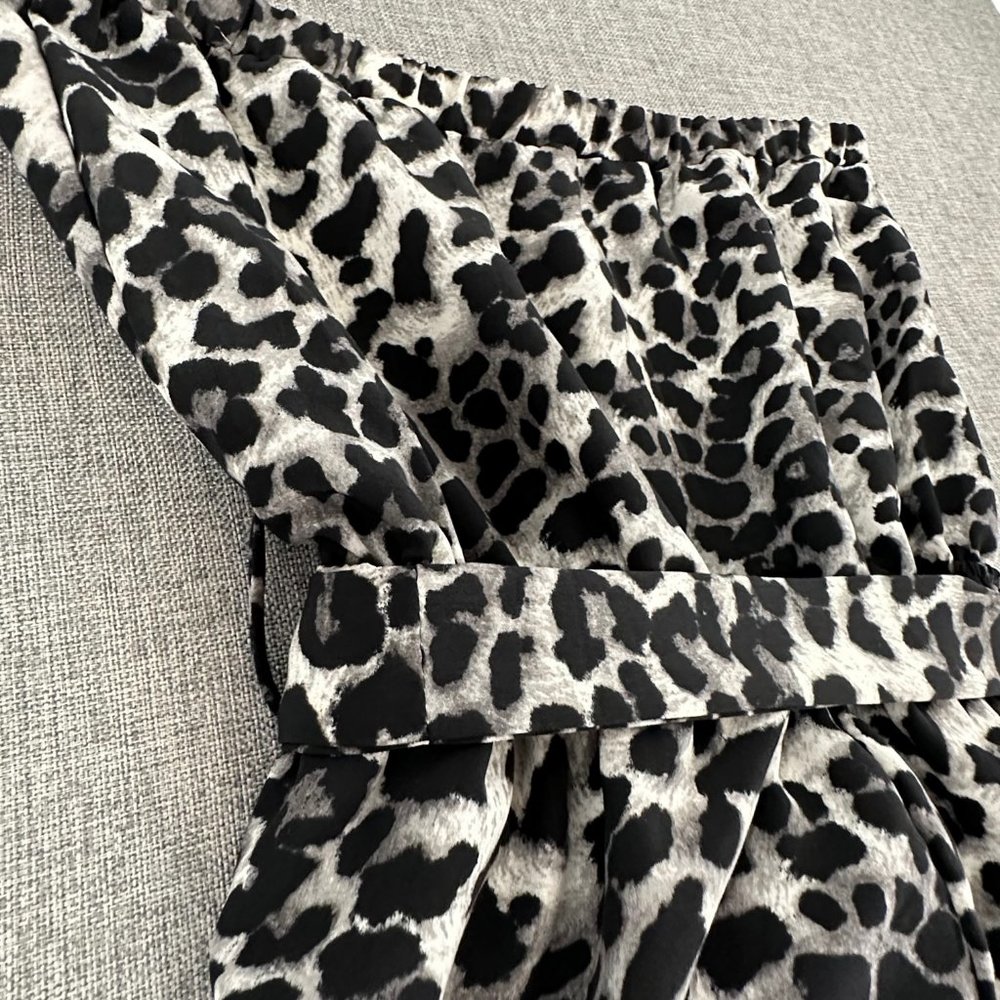 Forever 21 Leopard Romer Tie‎ Belt Figure Flattering Small Gray Black Polyester - Picture 12 of 14